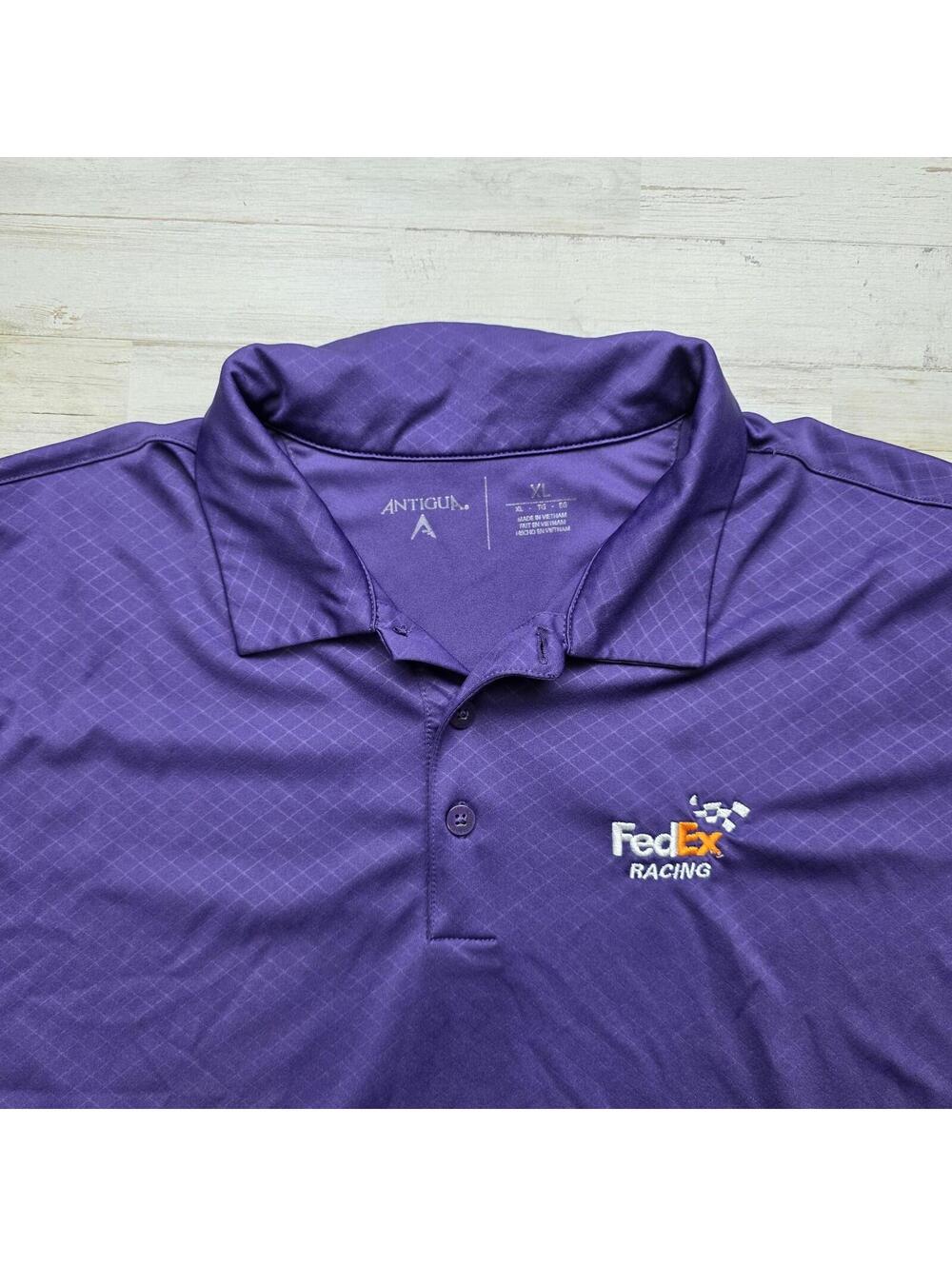 FedEx Racing NASCAR Men's Polo Shirt by Antigua XL Blue Golf Wicking Poly